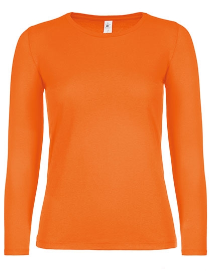 Womens T-Shirt #E150 Long Sleeve L Orange