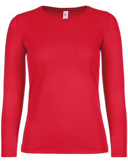 Womens T-Shirt #E150 Long Sleeve S Red