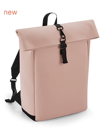 Matte PU Roll-Top Backpack 28 x 43 x 13 cm Nude Pink