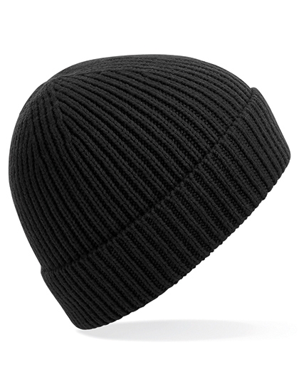 Engineered Knit Ribbed Beanie One Size Black
