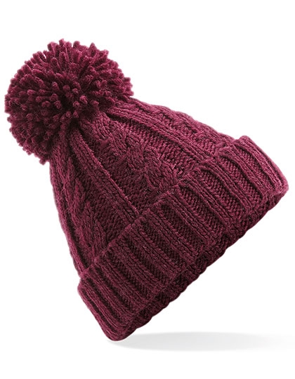 Cable Knit Melange Beanie One Size Burgundy