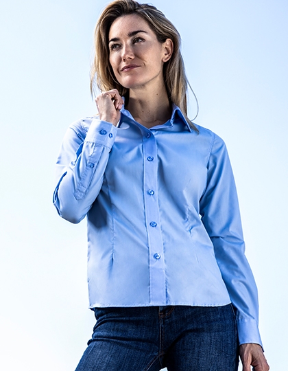 Womens Poplin Shirt Long Sleeve XS Light Blue