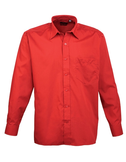Mens Poplin Long Sleeve Shirt 42 (16H) Red