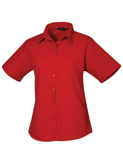 Womens Poplin Short Sleeve Blouse 52 (5XL/24) Red