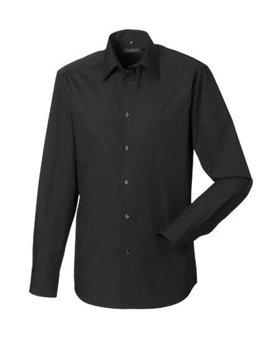 Mens Long Sleeve Tailored Polycotton Poplin Shirt XL (43/44) Black