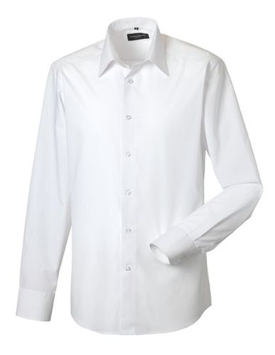 Mens Long Sleeve Tailored Polycotton Poplin Shirt XL (43/44) White