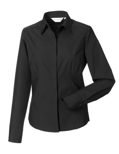 Ladies Long Sleeve Fitted Polycotton Poplin Shirt XL Black